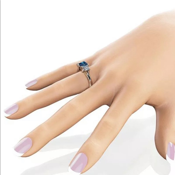 New 925 Silver Two Tone Sapphire Ring - Picture 5 of 6